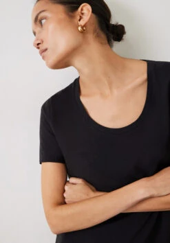 Hari Scoop Neck Cotton Slub T-Shirt -Women Clothing Sale 005675 0456 04