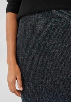 Metallic Ribbed Midi Skirt -Women Clothing Sale 006574 2809 04