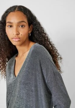 Annika Sparkle V Neck Top -Women Clothing Sale 007048 2986 04