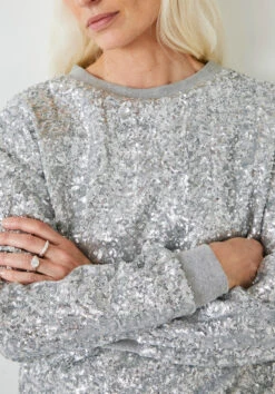 Silver Sequin Sweatshirt -Women Clothing Sale 008708 3142 04