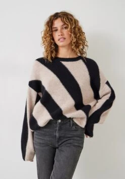 Georgie Diagonal Stripe Wool Blend Jumper