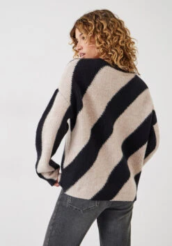 Georgie Diagonal Stripe Wool Blend Jumper 23 Georgie Diagonal Stripe Wool Blend Jumper -Women Clothing Sale 009236 0456 03
