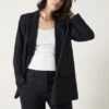 Double Breasted Pinstripe Wool Blend Blazer -Women Clothing Sale 009383 1659 01