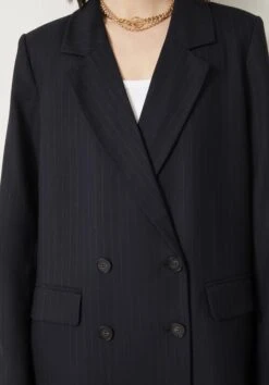 Double Breasted Pinstripe Wool Blend Blazer -Women Clothing Sale 009383 1659 04