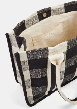 Gigi Check Textile Tote Bag -Women Clothing Sale 009414 0456 04