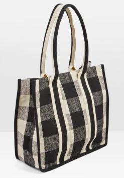 Gigi Check Textile Tote Bag -Women Clothing Sale 009414 0456 07