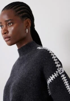 Celine Contrast Stitch Wool Blend Jumper -Women Clothing Sale 009717 2806 04