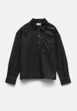 Deanna Washed Black Denim Overshirt -Women Clothing Sale 009874 2826 07 3