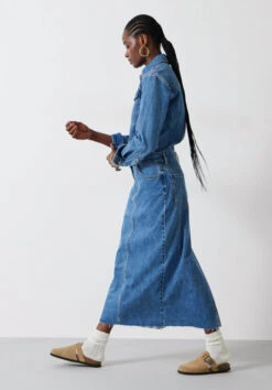 Tate Denim Maxi Shirt Dress -Women Clothing Sale 009907 2797 04