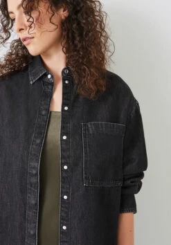 Deanna Washed Black Denim Overshirt -Women Clothing Sale 010572 2826 04