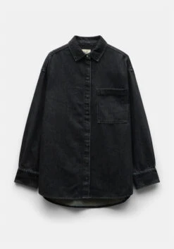 Deanna Washed Black Denim Overshirt -Women Clothing Sale 010572 2826 07 5